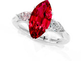 Silver Three-Stone Marquise Cut Ruby Ring with Pear  Side Stones in Four-Prong Setting_55
