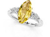 Silver Three-Stone Marquise Cut Yellow Sapphire Ring with Pear  Side Stones in Four-Prong Setting_55