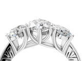 Silver Three-Stone Marquise Diamond Milgrain Pave Band with Prong Setting 4