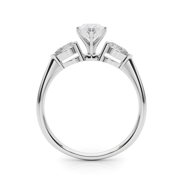 Platinum Three-Stone 2.01 Carat E VVS2 Marquise Diamond Ring with Pear Side Stones in Four-Prong Setting