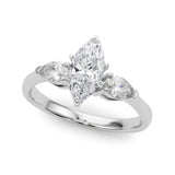 Platinum Three-Stone 2.01 Carat E VVS2 Marquise Diamond Ring with Pear Side Stones in Four-Prong Setting