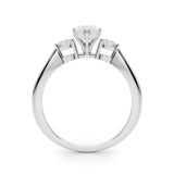 Silver Three-Stone Marquise Solitaire Ring with Tapered Band and Four-Prong Setting 1