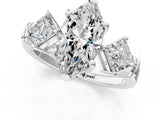 Silver Three-Stone Marquise and Princess Cut Diamond Ring with Channel Band and Four-Prong Setting_41