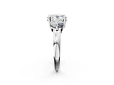 Silver Three-Stone Oval Brilliant Cut Solitaire Ring with Prong Setting on a Classic Band 3