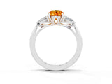 Silver Three-Stone Oval Cut Citrine Ring with Pear  Side Stones in Four-Prong Setting_57