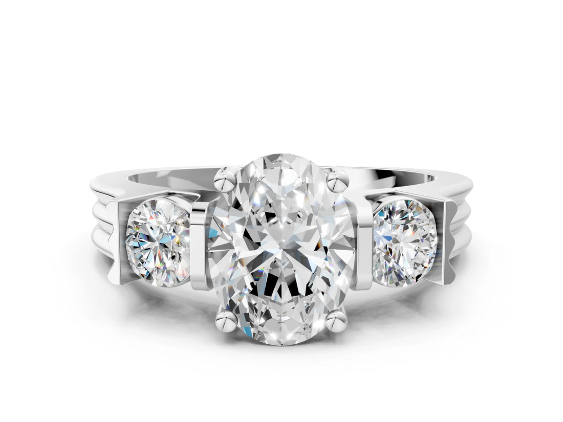 Silver Three-Stone Oval Cut Cut Classic Band Prong Setting Ring_7