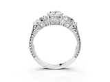 Silver Three-Stone Oval Cut Cut Milgrain Band Prong Setting Ring_16