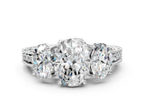 Silver Three-Stone Oval Cut Cut Milgrain Pavé Engagement Ring_19