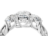 Silver Three-Stone Oval Cut Cut Milgrain Pavé Engagement Ring_23