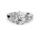Silver Three-Stone Oval Cut Diamond Cathedral Engagement Ring with Prong Setting_14