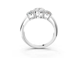 Silver Three-Stone Oval Cut Diamond Engagement Ring with Prong Setting on a Silver Band_21