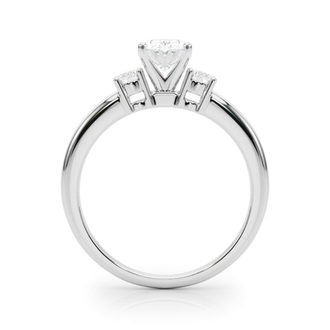 Silver Three-Stone Oval Cut Diamond Solitaire with Prong Setting and Classic Band 1
