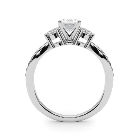 Silver Three-Stone Oval Cut Diamond Twist Band with Prong Setting 1