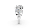 Silver Three-Stone Oval Cut Diamond Wave Pave Band with Prong Setting_15