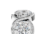Silver Three-Stone Oval Cut Diamond Wave Pave Band with Prong Setting_18