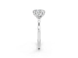 Silver Three-Stone Oval Cut Moissanite Ring with Pear  Side Stones in Four-Prong Setting_56
