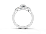 Silver Three-Stone Oval Cut Moissanite Ring with Pear  Side Stones in Four-Prong Setting_57