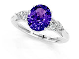 Silver Three-Stone Oval Cut Tanzanite Ring with Pear  Side Stones in Four-Prong Setting_55