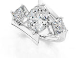 Silver Three-Stone Oval Cut Tension Band Ring with Four-Prong Setting_13