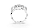 Silver Three-Stone Oval Cut Tension Band Ring with Four-Prong Setting_15