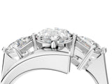 Silver Three-Stone Oval Cut Tension Band Ring with Four-Prong Setting_16