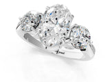 Silver Three-Stone Oval Diamond Channel Set Engagement Ring with Prong Setting_4