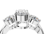 Silver Three-Stone Oval Diamond Channel Set Engagement Ring with Prong Setting_7