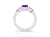 Silver Three-Stone Pear Cut Amethyst Ring with Pear  Side Stones in Four-Prong Setting_57