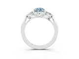 Silver Three-Stone Pear Cut Aquamarine Ring with Pear  Side Stones in Four-Prong Setting_57