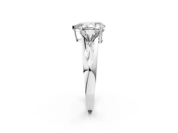 Sterling Silver Pear-Shaped Trillion Three Stone Engagement Ring Setting