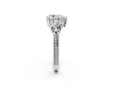 Silver Three-Stone Pear Cut Cut Milgrain Band Prong Setting Ring_15