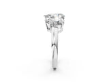 Silver Three-Stone Pear Cut Diamond Ring with Channel Set Band and Four-Prong Setting_20