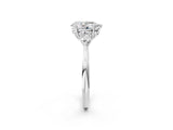 Silver Three-Stone Pear Cut Diamond Ring with Pear  Side Stones in Four-Prong Setting_18