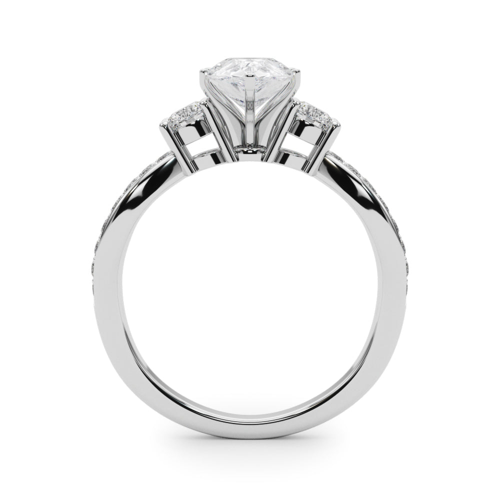 Silver Three-Stone Pear Cut Diamond Twist Band with Prong Setting 1
