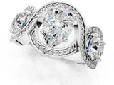 Silver Three-Stone Pear Cut Diamond Wave Pave Band with Prong Setting_20