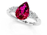 Silver Three-Stone Pear Cut Garnet Ring with Pear  Side Stones in Four-Prong Setting_55