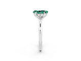 Silver Three-Stone Pear Cut Green Sapphire Ring with Pear  Side Stones in Four-Prong Setting_56