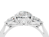 Silver Three-Stone Pear Cut Moissanite Ring with Pear  Side Stones in Four-Prong Setting_58