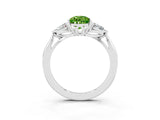Silver Three-Stone Pear Cut Peridot Ring with Pear  Side Stones in Four-Prong Setting_57