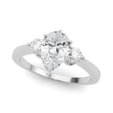 Silver Three-Stone Pear Solitaire Ring with Tapered Band and Six-Prong Setting 2