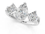 Silver Three-Stone Pear and Princess Cut Diamond Ring with Channel Band and Four-Prong Setting_17