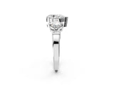 Silver Three-Stone Pear and Princess Cut Diamond Ring with Channel Band and Four-Prong Setting_18
