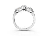 Silver Three-Stone Pear and Princess Cut Diamond Ring with Channel Band and Four-Prong Setting_19