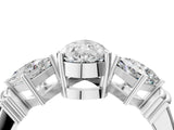 Silver Three-Stone Pear and Princess Cut Diamond Ring with Channel Band and Four-Prong Setting_20