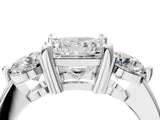 Silver Three-Stone Princess Brilliant Cut Solitaire Ring with Prong Setting on a Classic Band 4
