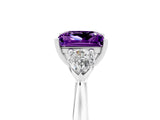Silver Three-Stone Princess Cut Amethyst Ring with Pear  Side Stones in Four-Prong Setting_59