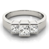 Silver Three Stone Princess Cut Channel Set Diamond Ring 1