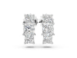 Silver Three-Stone Princess Cut Channel Set Earrings with Bar Prong Setting_13