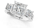 Silver Three-Stone Princess Cut Cut Classic Band Prong Setting Ring_8