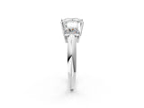 Silver Three-Stone Princess Cut Diamond Engagement Ring with Prong Setting on a Silver Band_32